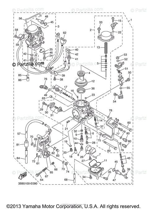 yamaha motorcycle  oem parts diagram  carburetor partzillacom