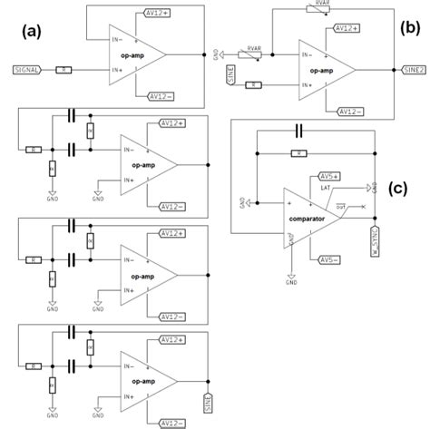 schematic diagram    band pass filter  variable gain  scientific diagram