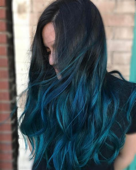 blue ombre hair color light  dark shades