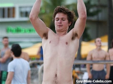 ansel elgort caught by paparazzi shirtless on the beach gay male
