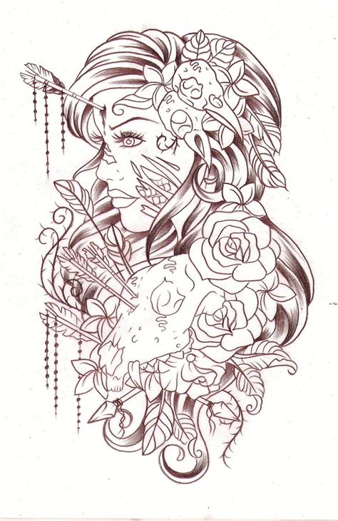 headshot sketch  nevermore ink  deviantart zombie girl tattoos