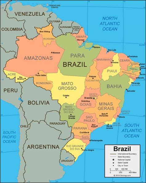 brazil states map brazil map  states south america americas
