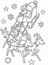 Reindeer Noel Sleigh Infantis Natale Papai Renne Renos Wonder Colorare sketch template