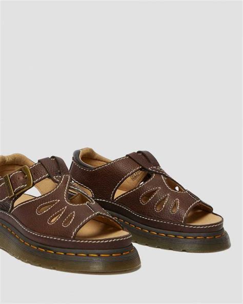 dr martens sandals castillo womens leather fisherman sandals dark brown grizzly womens