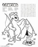 Camping Word Search Coloring Pages Printable Scouts Beaver Kids Bear Tent Campfire Cub Camp Template Print Girl Freekidscrafts Summer Pattern sketch template