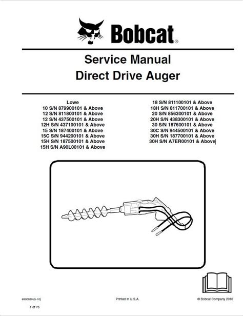 bobcat direct drive auger service manual