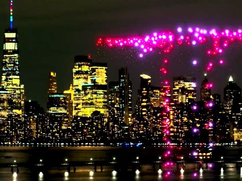 drones  light  nyc skyline  candy crush drone show