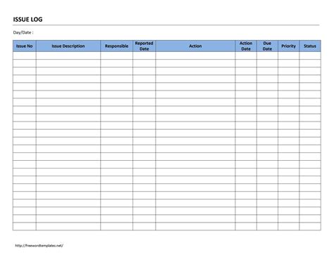 issue list template
