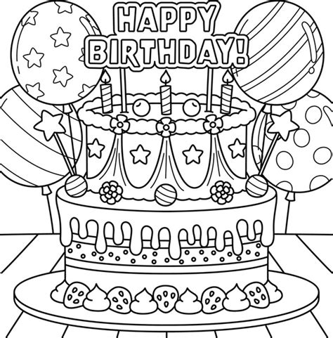 birthday cake coloring pages royalty  images stock