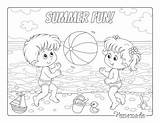Coloring Summer Pages Easy Beach Kids Children Adults sketch template