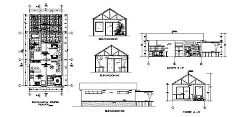 Beautiful Bungalow Elevation Section Plan And Auto Cad Drawing