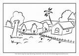 Nature Drawing Draw Step Drawings Tutorials Learn Paintingvalley Scenes Drawingtutorials101 sketch template