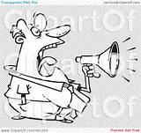 Bullhorn Through Clip Screaming Businessman Outline Illustration Cartoon Rf Royalty Toonaday sketch template