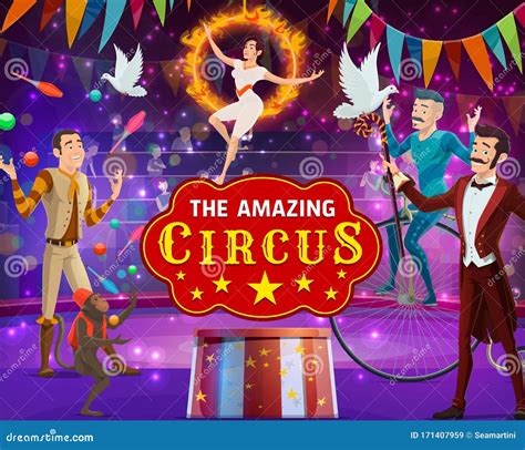 big top circus magic show funfair carnival stock vector illustration
