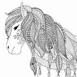 Horse Coloring Adult Pages Printable Zendoodle Print sketch template