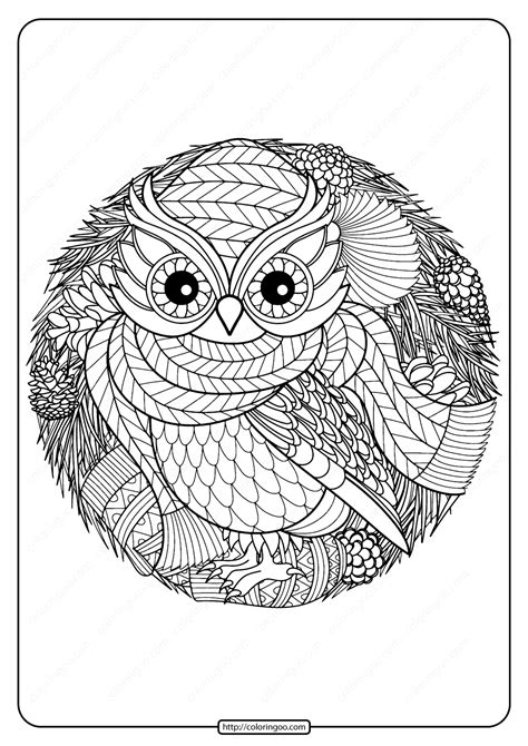 printable winter owl  coloring page