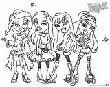Coloring Pages Bratz Glamor Four Girls Printable Kids sketch template