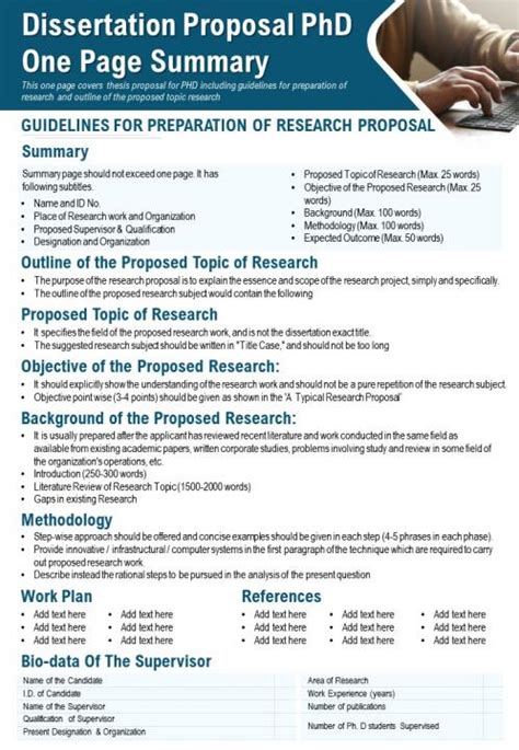 dissertation proposal phd  page summary  report