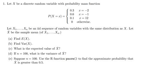 solved 1 let x be a discrete random variable with