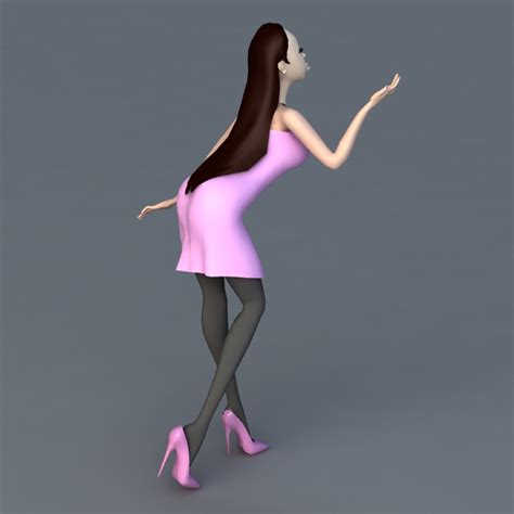 Cartoon Stylish Lady 3d Model 3ds Max Files Free Download Modeling