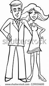 Man Woman Handsome Cartoon Couple Cute Coloring Vector Pretty Illustration Shutterstock sketch template