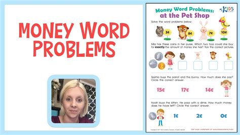 money counting  kids money word problems  st grade youtube