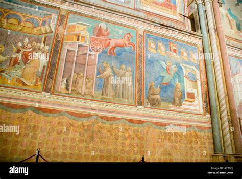fresco  giotto  saint francis  assisi basilica assisi italy stock