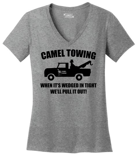 camel towing funny ladies v neck shirt adult humor rude truck tow sex