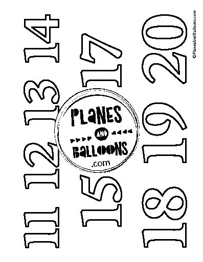 numbers   coloring pages planes balloons