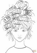 Coloring Pages Curlers Girl Printable sketch template