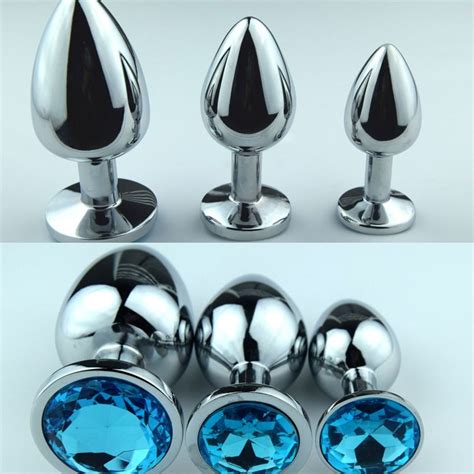 One Set S M L Stainless Steel Plated Jeweled Butt Plug Anal Vibrator