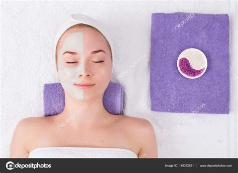 face mask spa beauty treatment skincare stock photo  milkos