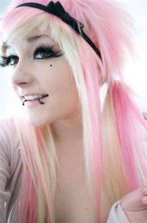 pink hair piercing scene emo girl beauty nineimages