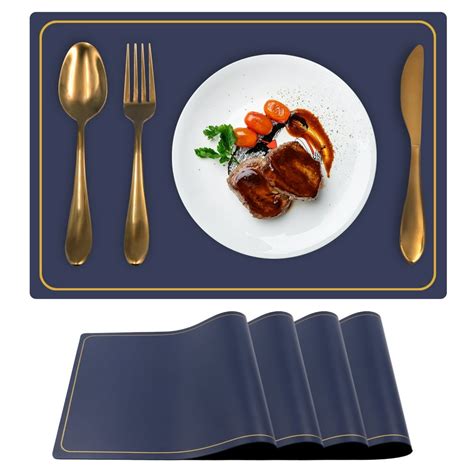 placemat pu table mats set   heat resistant easy  clean