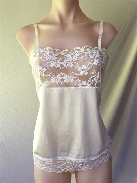 vintage white lace camisole top size 12 etsy