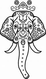Elephant Mandala Head Drawing Zentangle Indian Coloring Getdrawings Pages Painting Choose Board sketch template