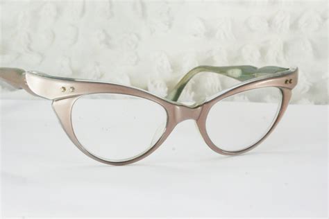 vintage 50s cat eye glasses 1950 s eyeglasses tan by diaeyewear