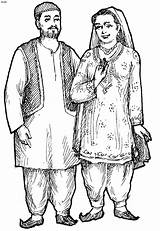 Kashmir Traditional Dress People Muslims Kry sketch template