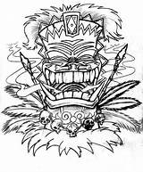 Tiki Tattoo Totem Coloring Pole Tatuajes Pages Pinstriped Heads Wiki Warrior Aztec Girl Head Ar Google sketch template