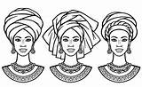Tulbanden Portretten Diverse Vrouwen Reeks Afrikaanse Vari Insieme Ritratti Africane Turbanti Divers Africaines Turbans Dei sketch template