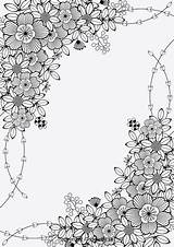 Coloring Pages Border Floral Borders Printable Adults Book Adult Flower Colouring Vuxna För Målarbok Flowers Bloemen Kids Sheets Colorare Da sketch template