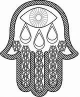Hamsa Template Coloring Tattoo Pages sketch template