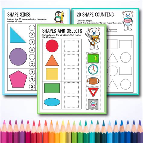 preschool kindergarten shapes worksheets  toddlers
