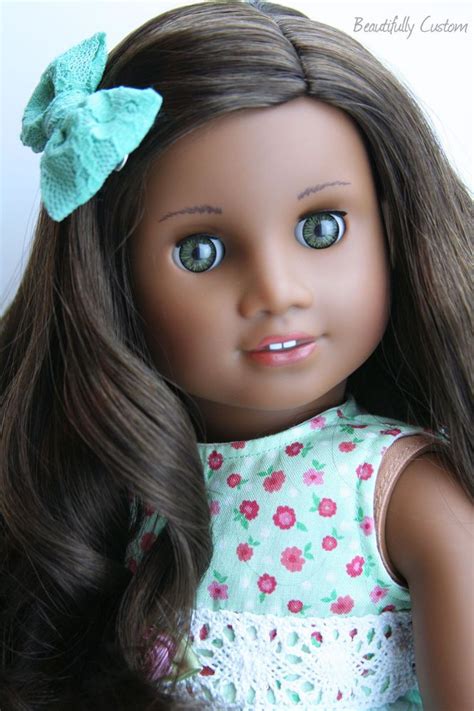 Custom Ooak American Girl Doll With Hazel Green Eyes Dark Skin Dark
