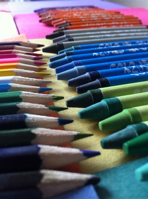 word usage   casual conversation  crayons colored pencils
