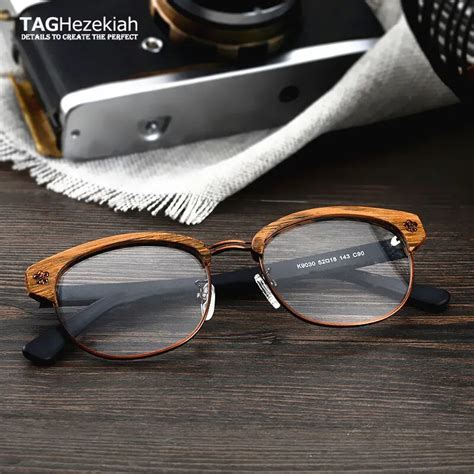 2019 tag hezekiah brand vintage wood retro rivet eyeglasses frame men