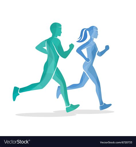 running man and woman silhouette