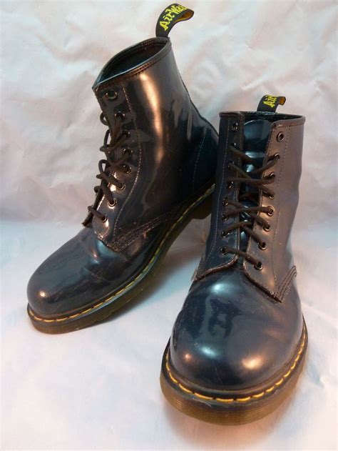 dr  martens boots navy blue patent lamper leather  eye air wair sz    martens