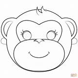 Mask Coloring Monkey Pages Printable Monkeys Masks Animal Paper Supercoloring Templates Drawing sketch template