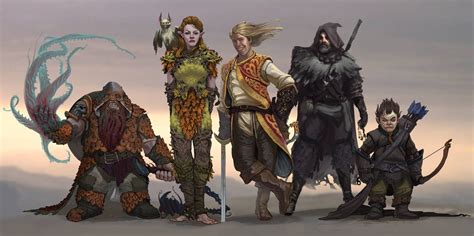 dnd group lineup  stephen akley  deviantart character art fantasy character design